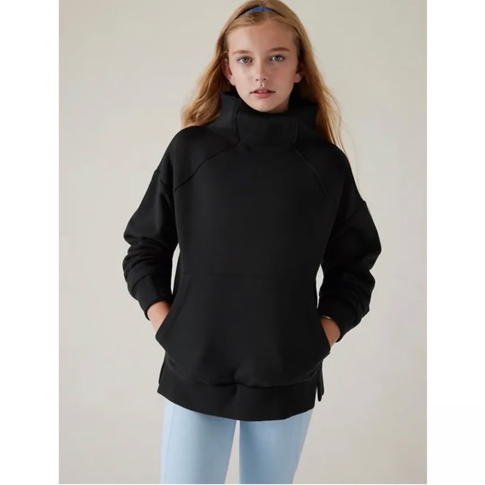 Athleta Girl Kids Black Cozy Karma Pullover Hoodie
